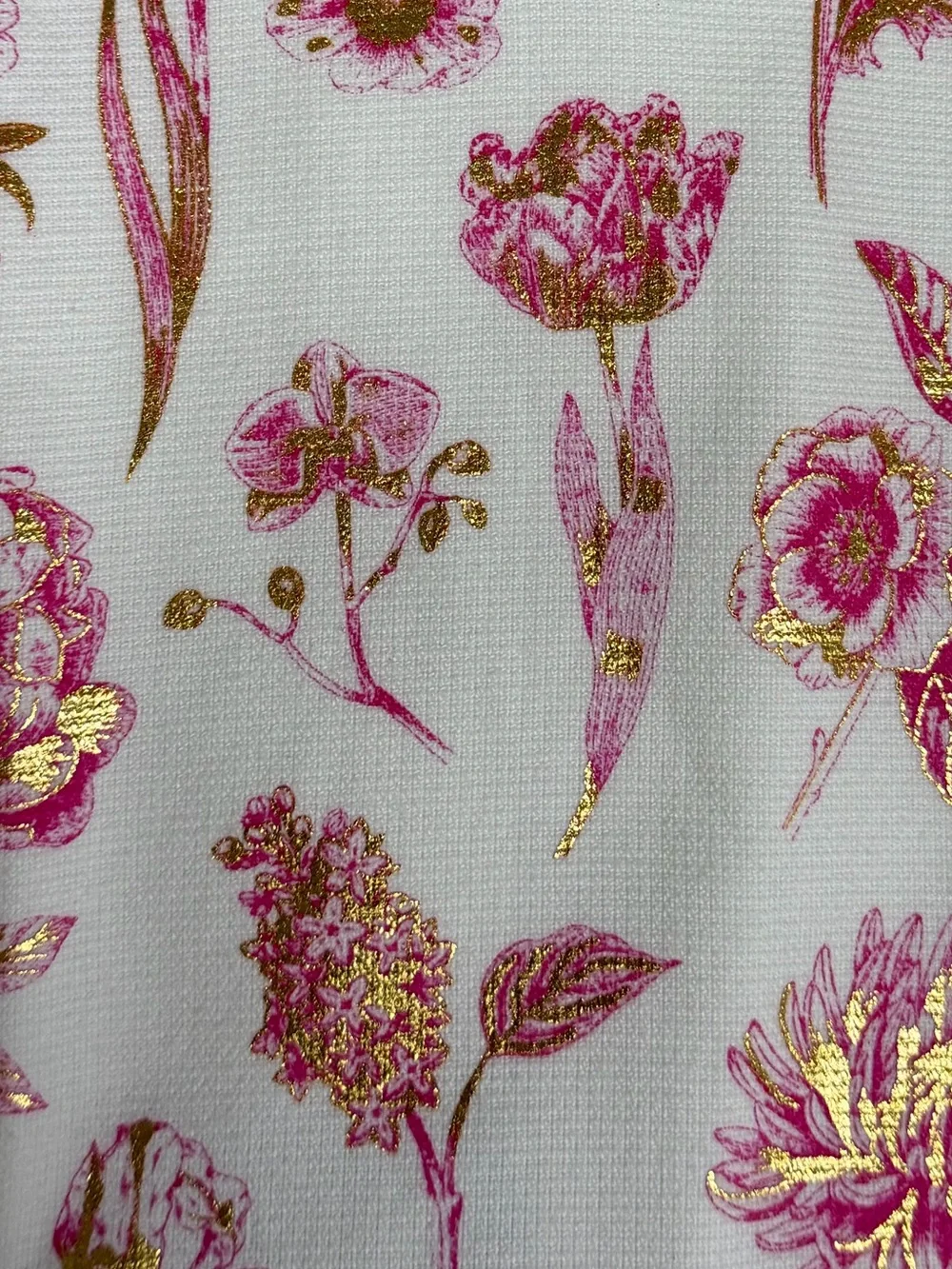 WC Pink White Gold Metallic Floral Cotton Tea Kitchen Towels 2pk
